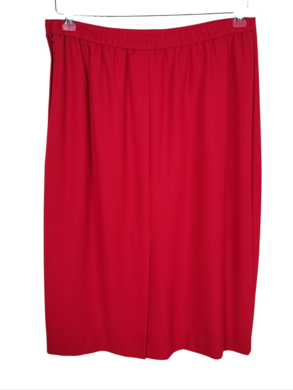 Kasper ASL Skirt Suit Size 14 Red Embroidered Flap Pockets Long Blazer Textured - Picture 9 of 12